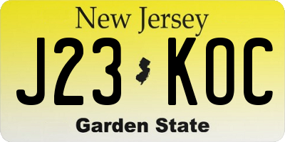 NJ license plate J23KOC