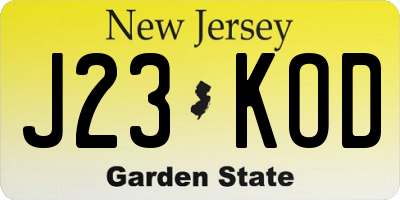 NJ license plate J23KOD
