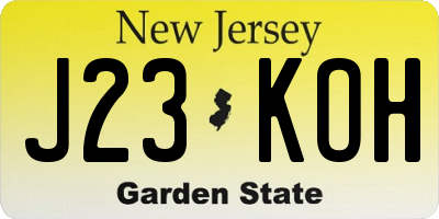 NJ license plate J23KOH