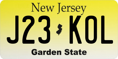 NJ license plate J23KOL