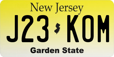 NJ license plate J23KOM
