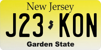NJ license plate J23KON