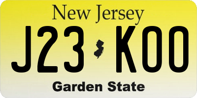 NJ license plate J23KOO