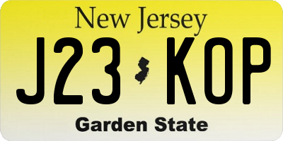NJ license plate J23KOP