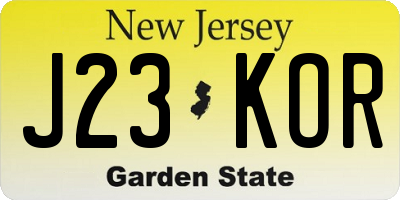 NJ license plate J23KOR