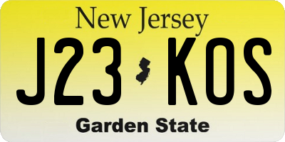 NJ license plate J23KOS