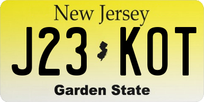 NJ license plate J23KOT