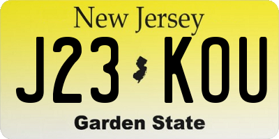 NJ license plate J23KOU