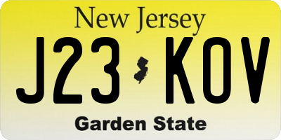 NJ license plate J23KOV