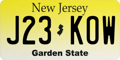 NJ license plate J23KOW