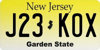 NJ license plate J23KOX