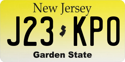 NJ license plate J23KPO