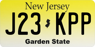 NJ license plate J23KPP