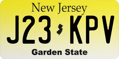 NJ license plate J23KPV