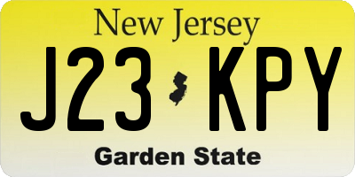 NJ license plate J23KPY