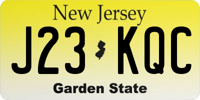 NJ license plate J23KQC