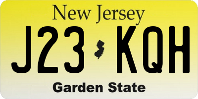 NJ license plate J23KQH