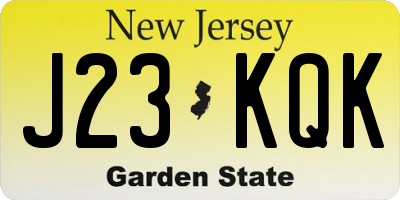 NJ license plate J23KQK