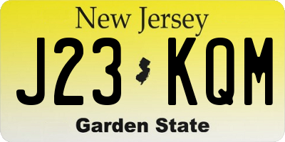NJ license plate J23KQM