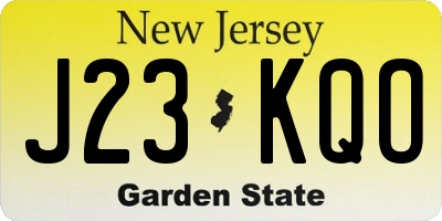 NJ license plate J23KQO