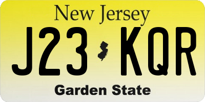 NJ license plate J23KQR