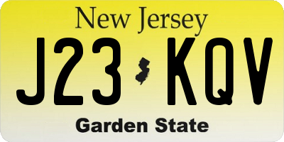 NJ license plate J23KQV