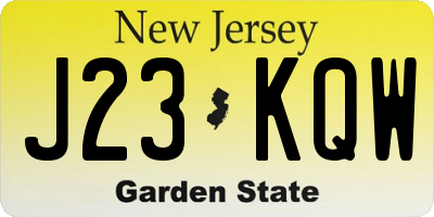 NJ license plate J23KQW