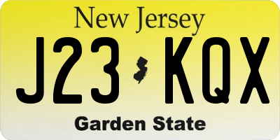 NJ license plate J23KQX