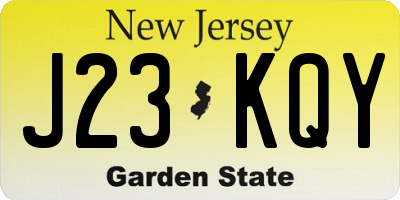 NJ license plate J23KQY