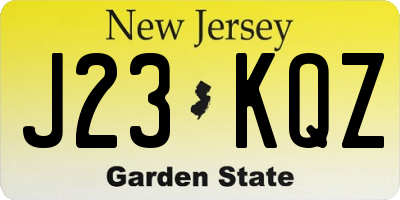 NJ license plate J23KQZ