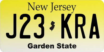 NJ license plate J23KRA