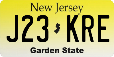 NJ license plate J23KRE