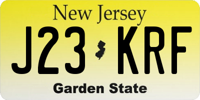 NJ license plate J23KRF