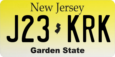 NJ license plate J23KRK