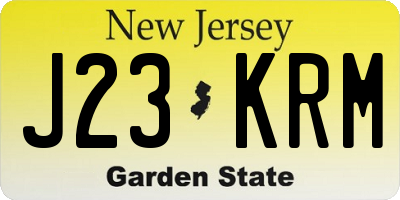 NJ license plate J23KRM