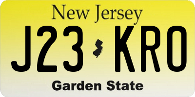 NJ license plate J23KRO