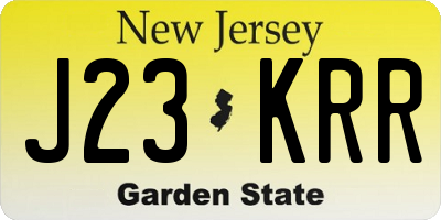 NJ license plate J23KRR