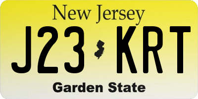 NJ license plate J23KRT