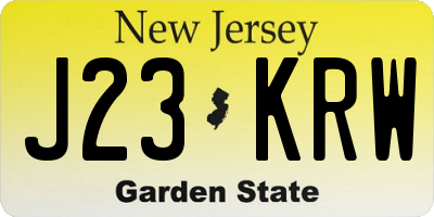 NJ license plate J23KRW