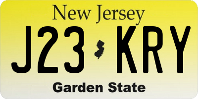 NJ license plate J23KRY