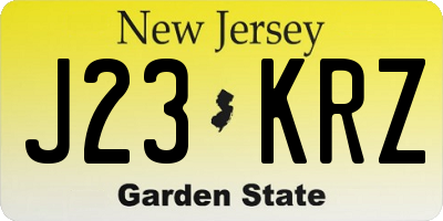 NJ license plate J23KRZ
