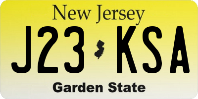 NJ license plate J23KSA