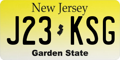 NJ license plate J23KSG