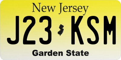 NJ license plate J23KSM