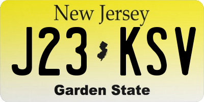 NJ license plate J23KSV