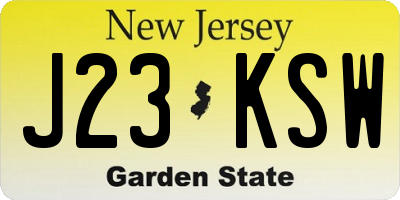 NJ license plate J23KSW