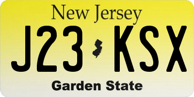 NJ license plate J23KSX