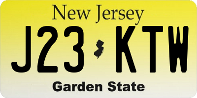 NJ license plate J23KTW