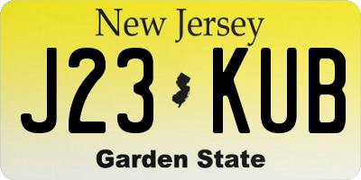 NJ license plate J23KUB
