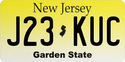NJ license plate J23KUC